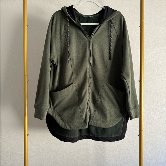 Title Nine 25th Hour Fleece Swacket zip up relaxed hoodie women’s Sz M olive - Picture 3 of 7